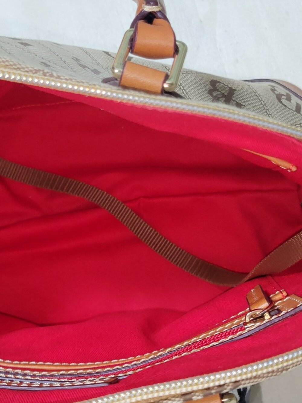 Dooney & Bourke Coated Cotton & Leather Gretta Darcy Satchel  [Item #HL19] - Picture 12 of 14